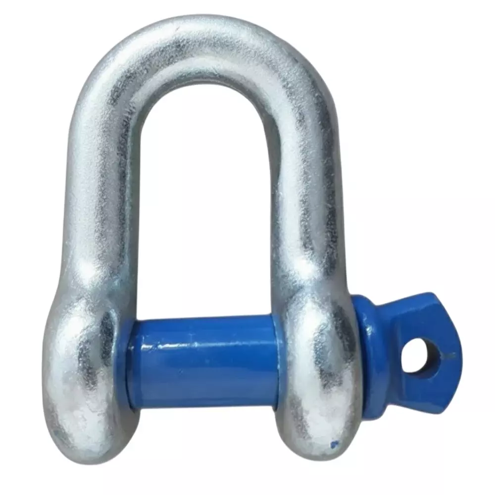 Fetter D-Shackle Hook With Screw Pin Alloy Steel 35 Ton (35000 Kg) Capacity 2 Inch (50 mm) Size Silver & Blue for Indutrial Use