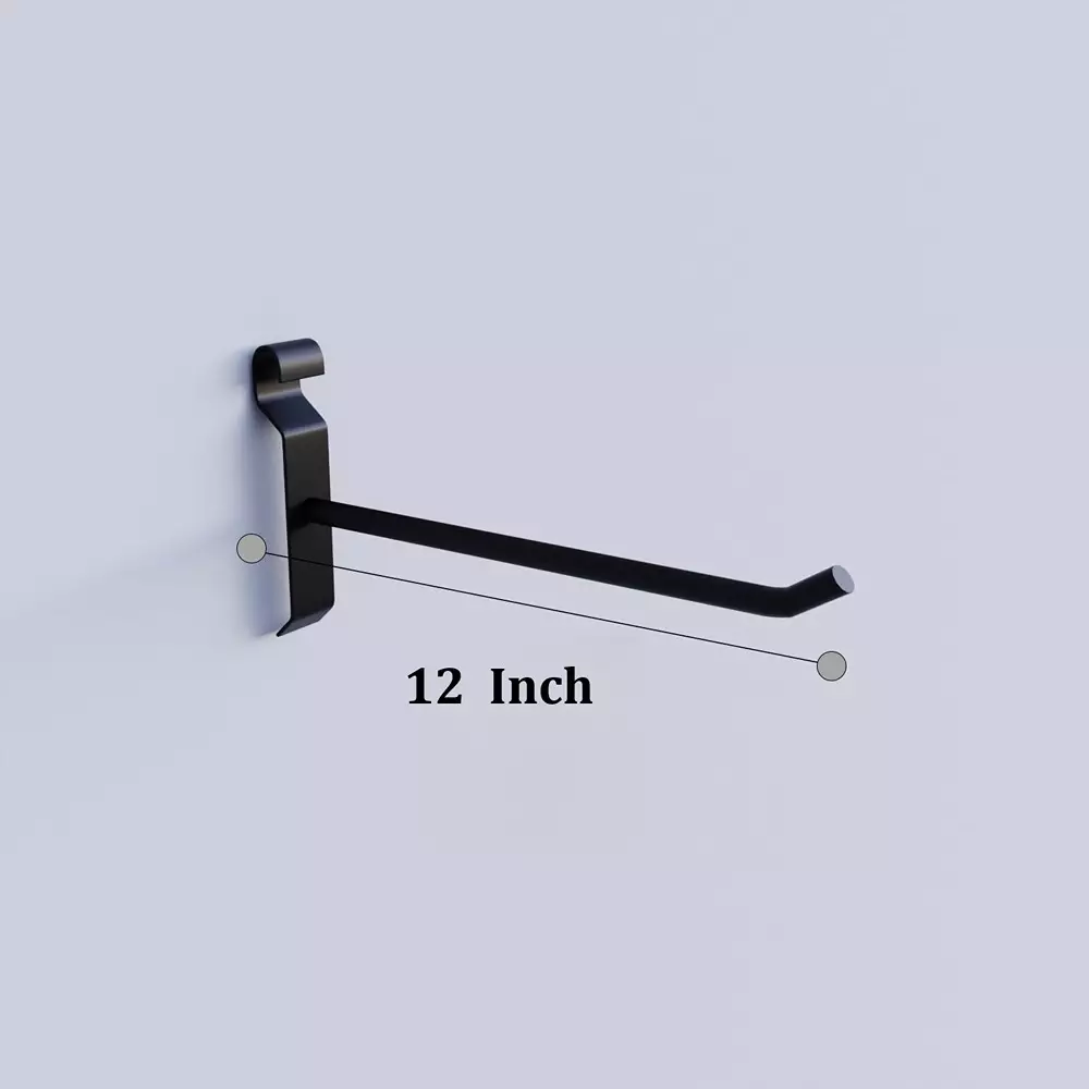 Alija Appaloosa Gridmesh Wall Hook Metal Black 12 Inch (305 mm) 5 Kg Load Capacity for Home, Office & Shop Use, (Pack of 10 Pcs)