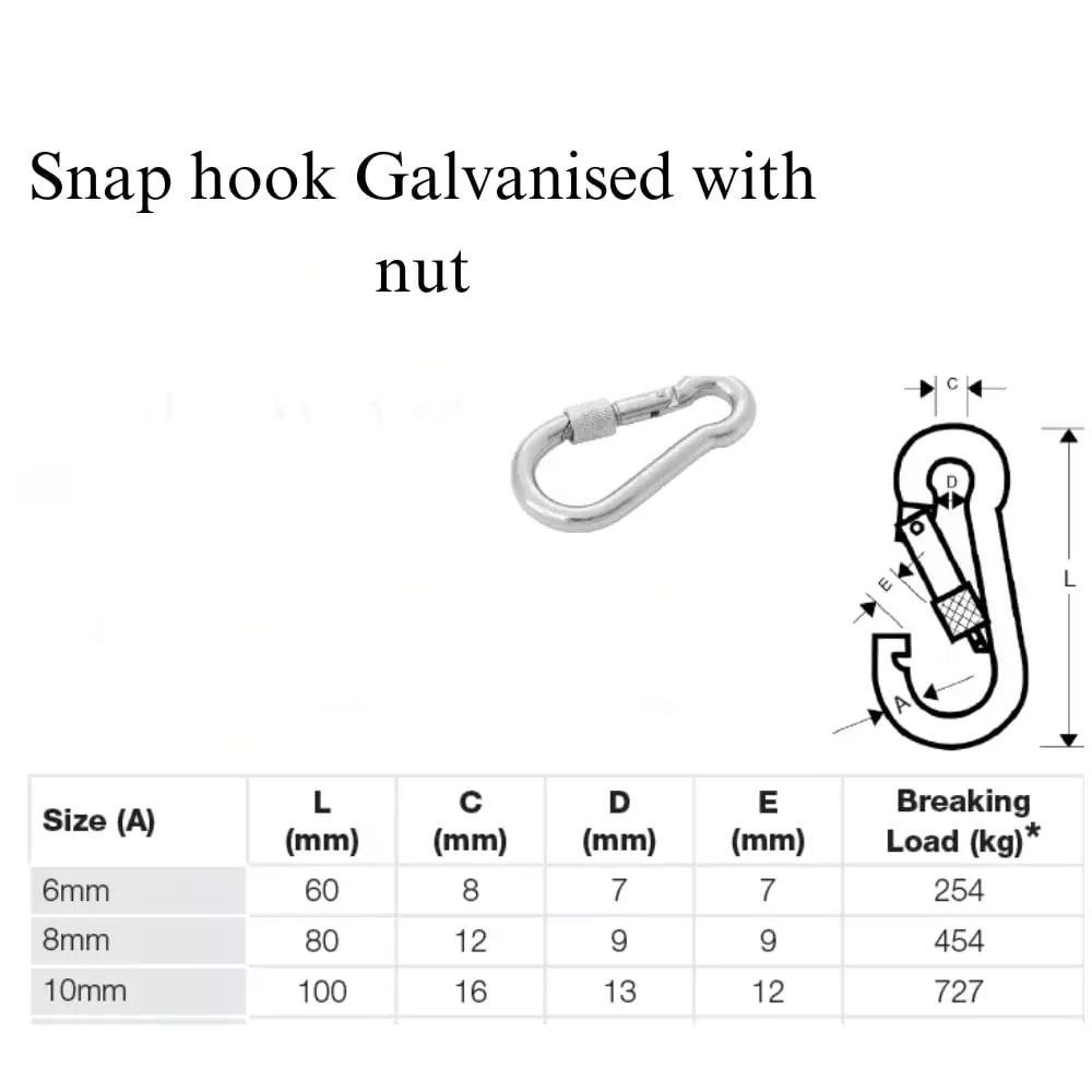 conclood-india-450-kg-load-capacity-snap-hook-with-nut-alloy-steel-body-silver-color-galvanized-finish-and-size-8-mm