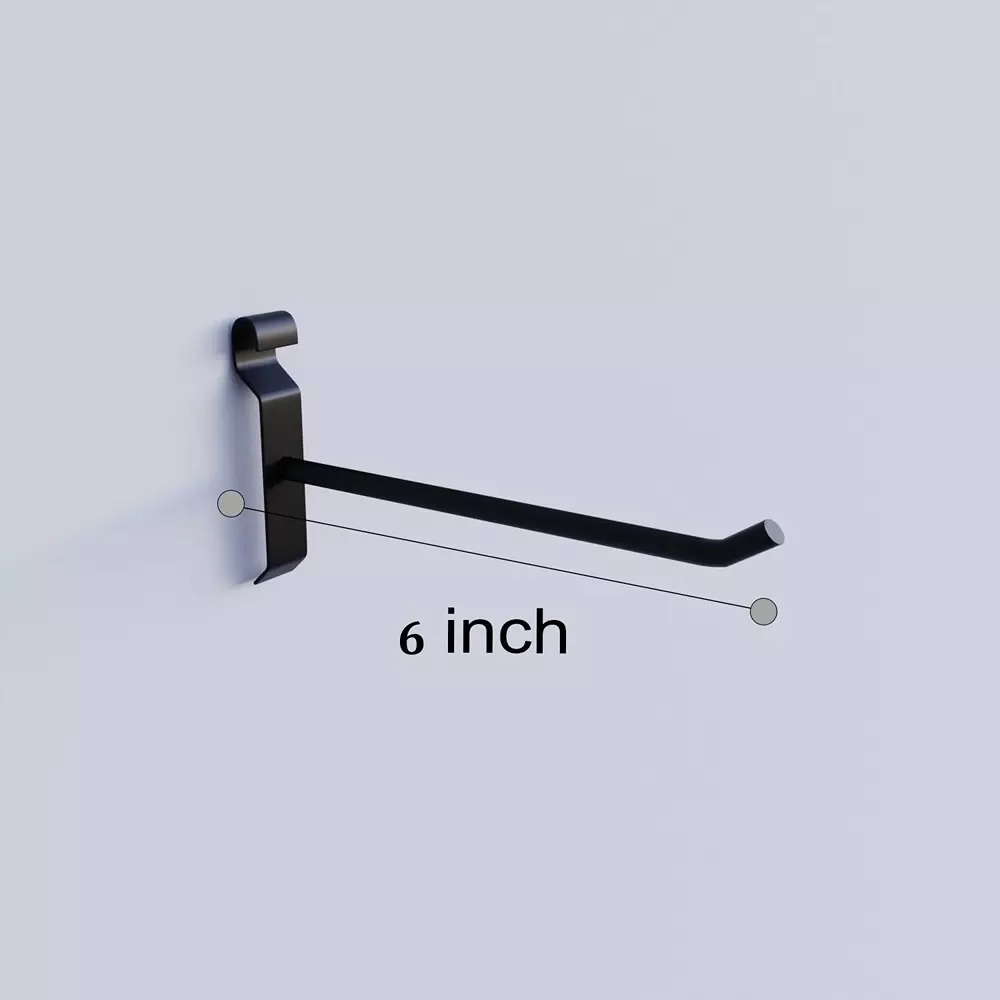 Alija Appaloosa Gridmesh Wall Hook Metal Black 6 Inch (152.4 mm) 5 Kg Load Capacity for Home, Office & Shop Use, (Pack of 10 Pcs)