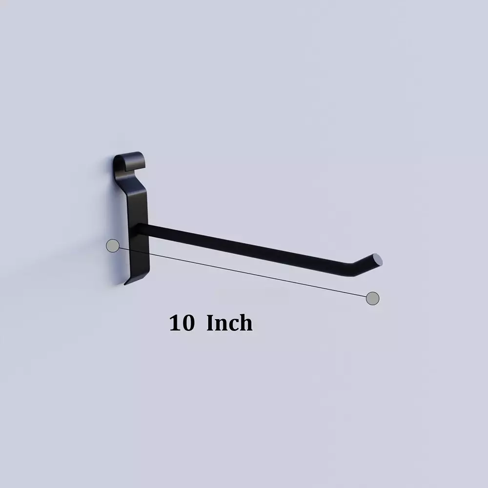 Alija Appaloosa Gridmesh Wall Hook Metal Black 10 Inch (254 mm) 5 Kg Load Capacity for Home, Office & Shop Use, (Pack of 10 Pcs)