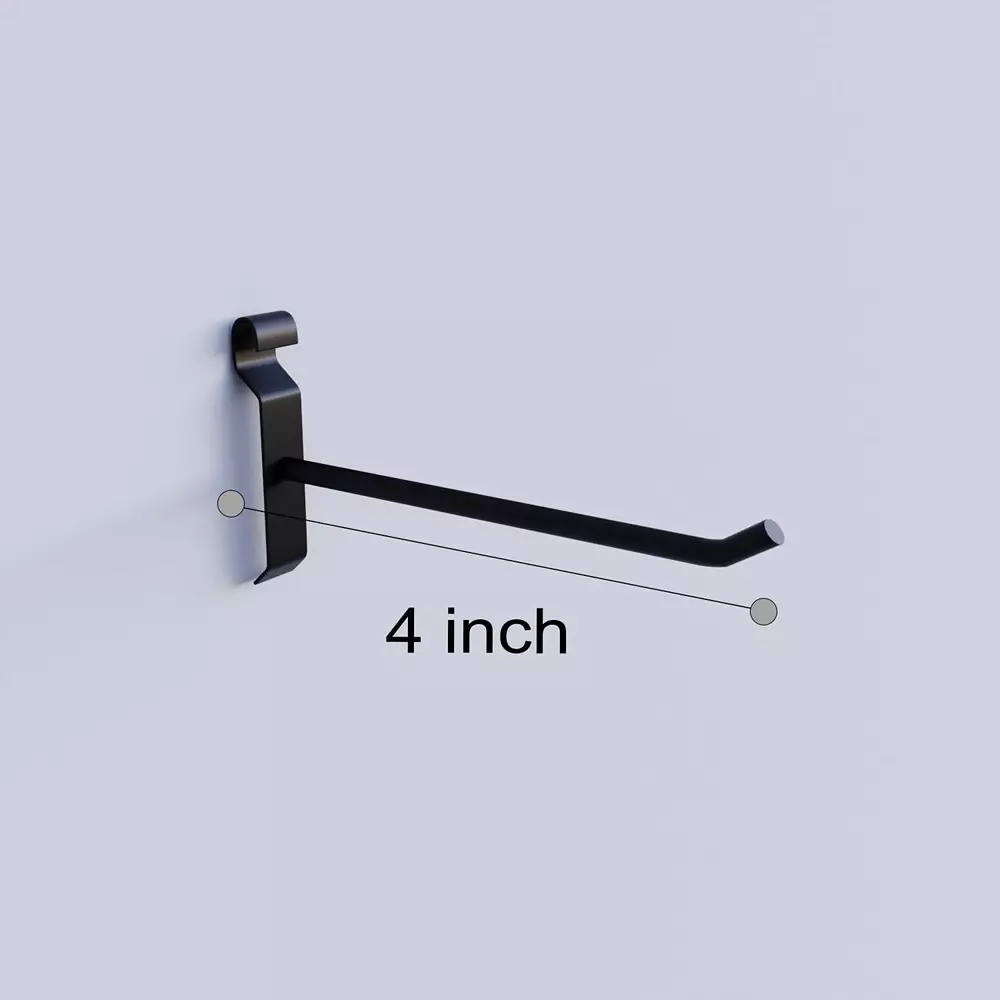 Alija Appaloosa Gridmesh Wall Hook Metal Black 4 Inch (101.6 mm) 5 Kg Load Capacity for Home, Office & Shop Use, (Pack of 10 Pcs)