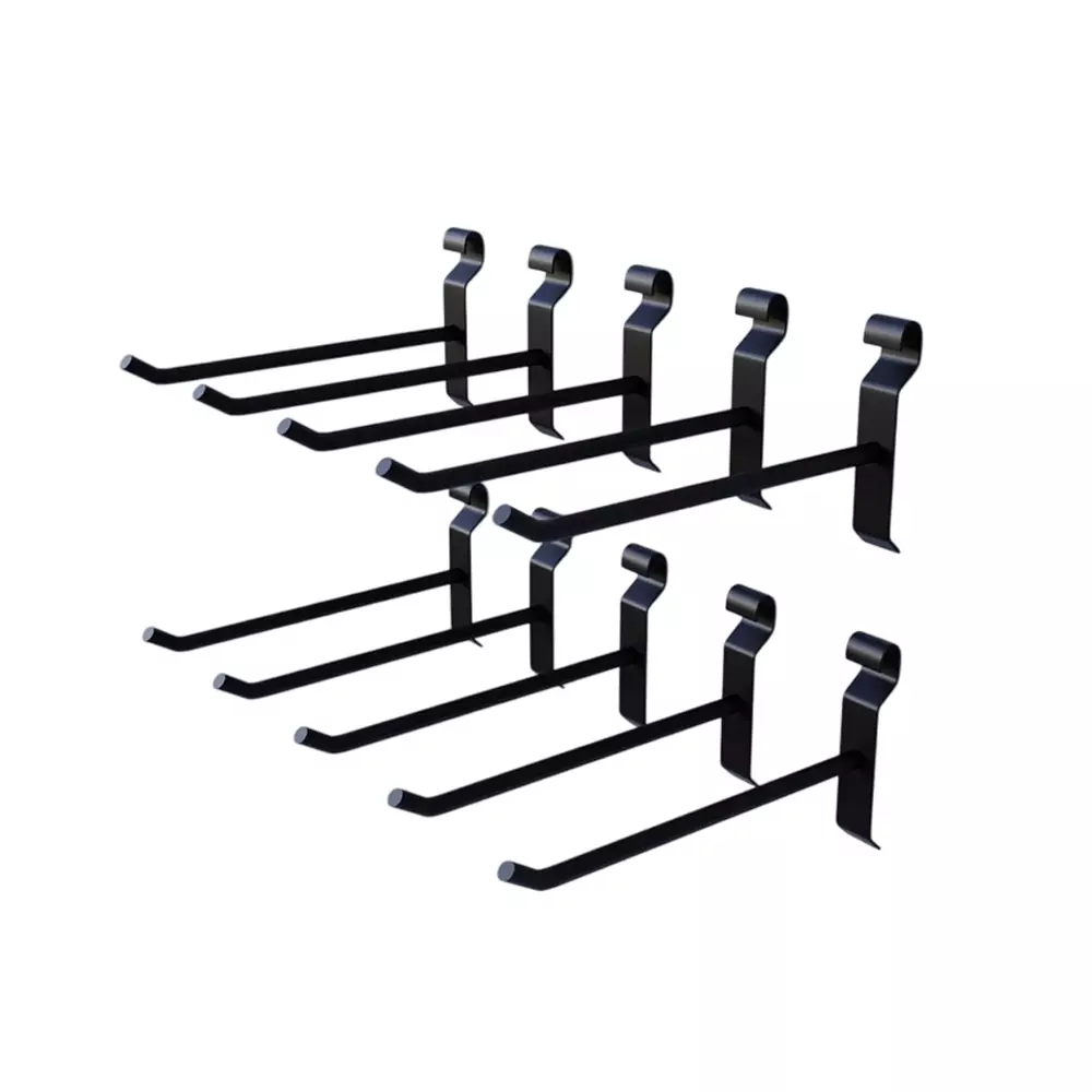 Alija Appaloosa Gridmesh Wall Hook Metal Black 8 Inch (203.2 mm) 5 Kg Load Capacity for Home, Office & Shop Use, (Pack of 10 Pcs)