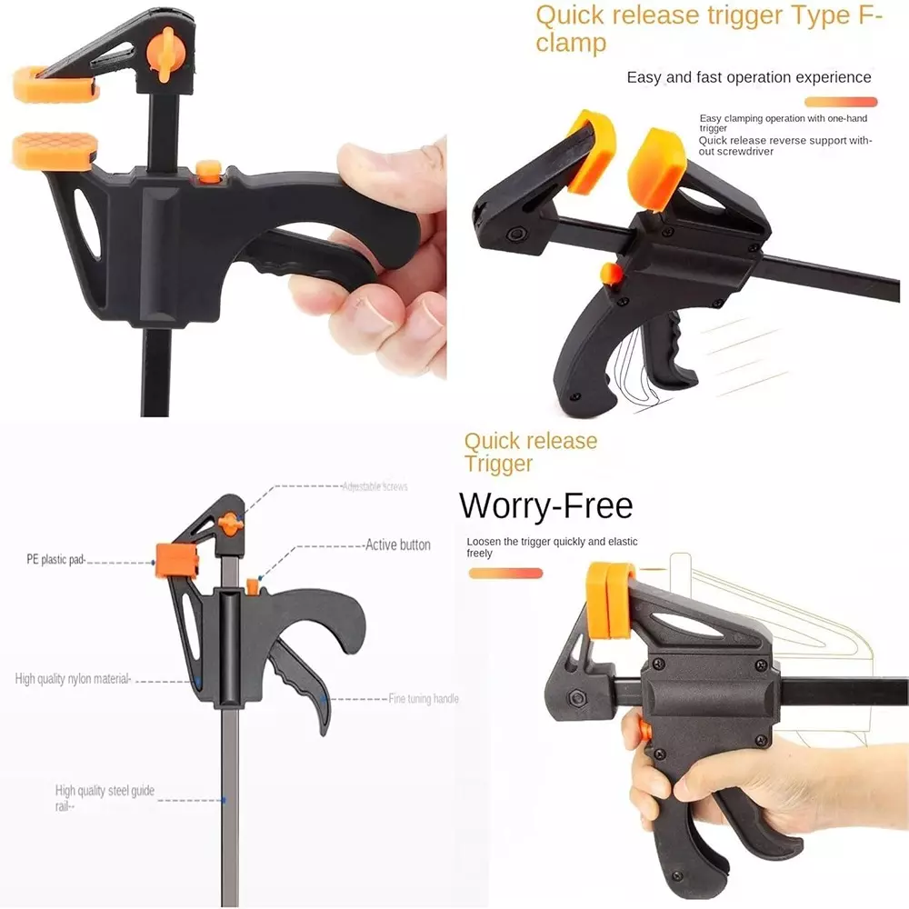 conclood-india-quick-grip-bar-clamp-plastic-body-black-color-and-size-12-inch-3048-mm-with-one-handed-quick-release-mechanism