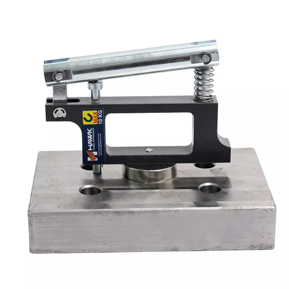 Hawk Portable Magnetic Lifter Cast Iron & Stainless Steel Manual 10 Kg Capacity, ML-MML-10