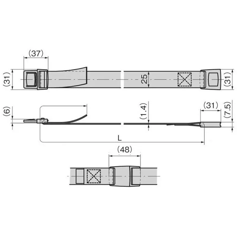TAKIGEN Lightweight Buckle Belt Type B Black 2000 mm Length, CP-992N-B-25-2000