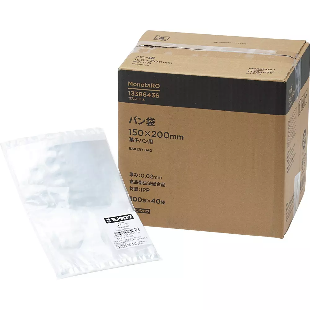 MonotaRO Bread Bag IPP 0.02 mm Thickness, 13386436 (Pack of 40 Box)