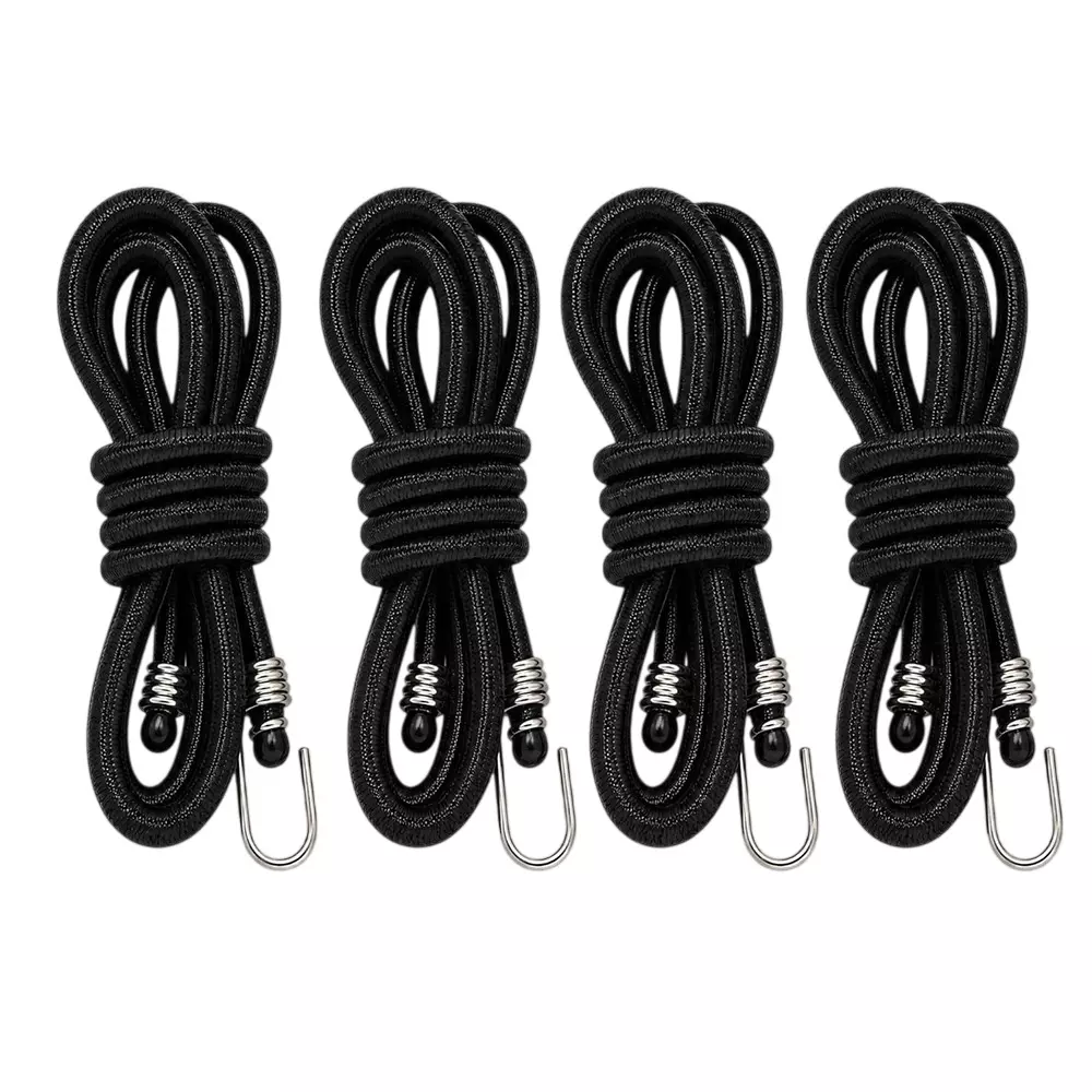 Trion Products Bungee Cord with Dual S Hooks 4.5 Feet (1.37 m) Length x 8 mm Diameter and 45 Kg Load Capacity, Black, BC331344P4 (Pack of 4)