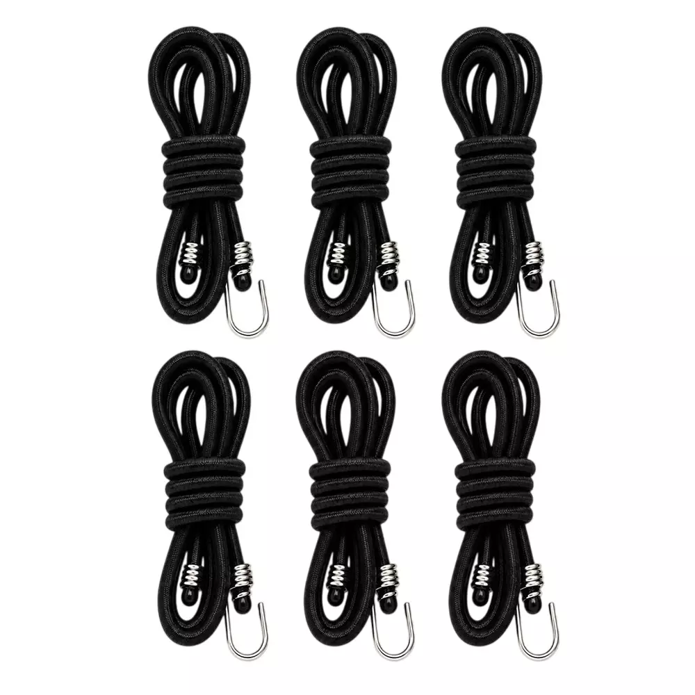 Trion Products Bungee Cord with Dual S Hooks 4.5 Feet (1.37 m) Length x 8 mm Diameter and 45 Kg Load Capacity, Black, BC331344P6 (Pack of 6)
