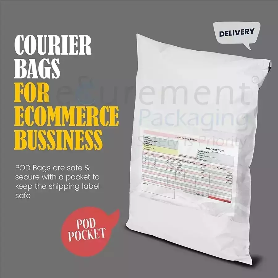 GENERIC 10x12 inch Plastic Tamper Resistant Courier Bag with POD, 51 Micron (Pack of 1000)
