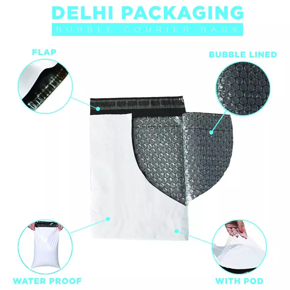 Hetu Bubble Lined Courier Bags With POD Pouch 60 micron Thickness and Size 6.5 x 8 inch (16.51 x 20.32 cm) (Pack of 100)
