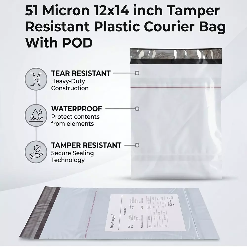 generic-51-micron-12x14-inch-tamper-resistant-plastic-courier-bag-with-pod-pack-of-100