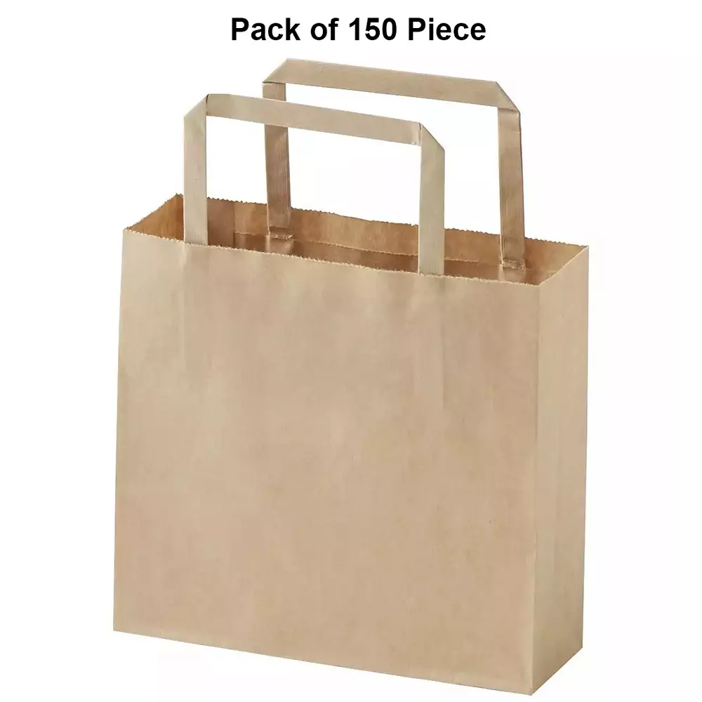 asn-kraft-recyclable-paper-bags-flat-handle-type-100-gsm-25-kg-carrying-capacity-small-10x8x4-inch-pack-of-150