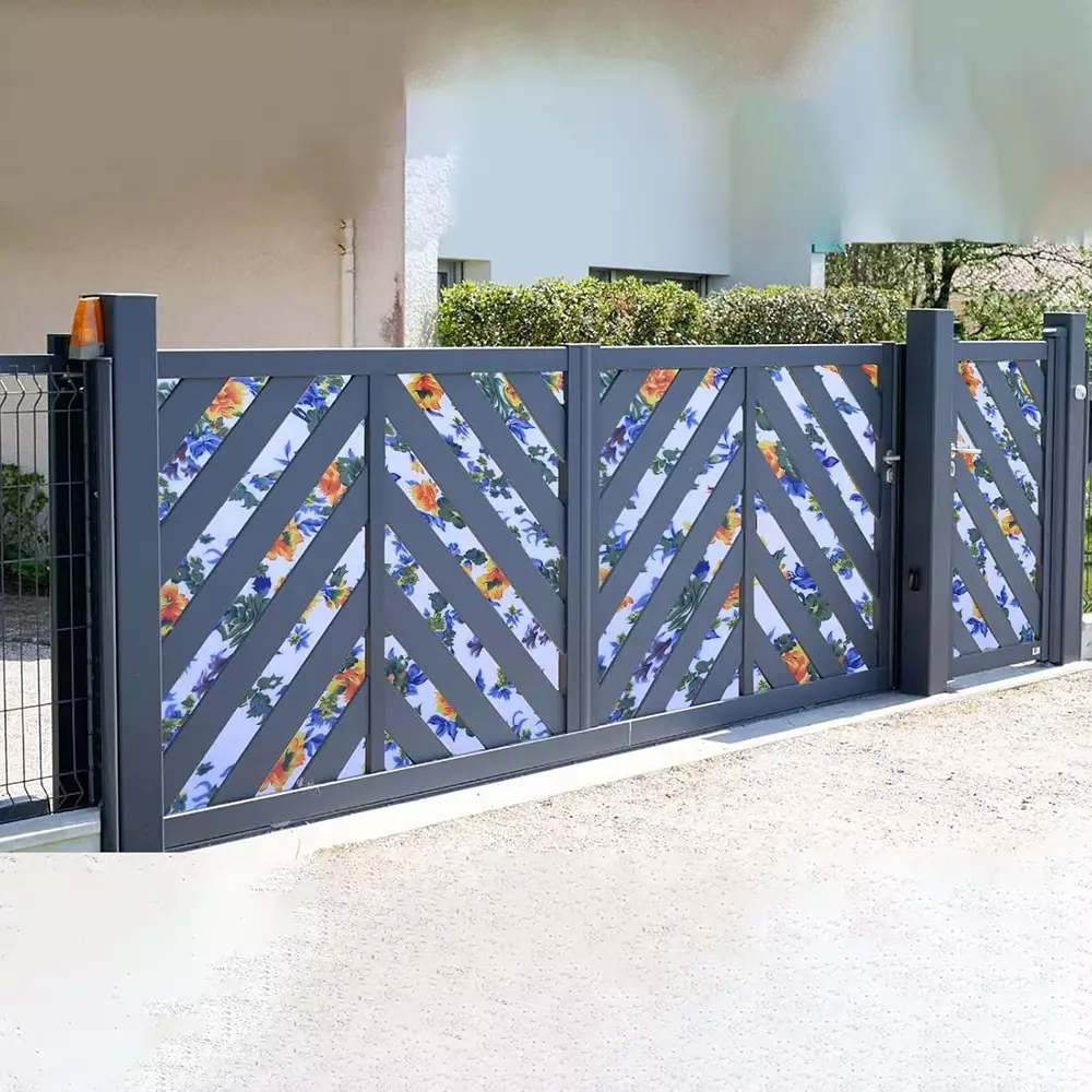 Singhal Polypropylene Gate Covering Sheet 4x10 Feet Blue Flower Printed Design UV Resistant