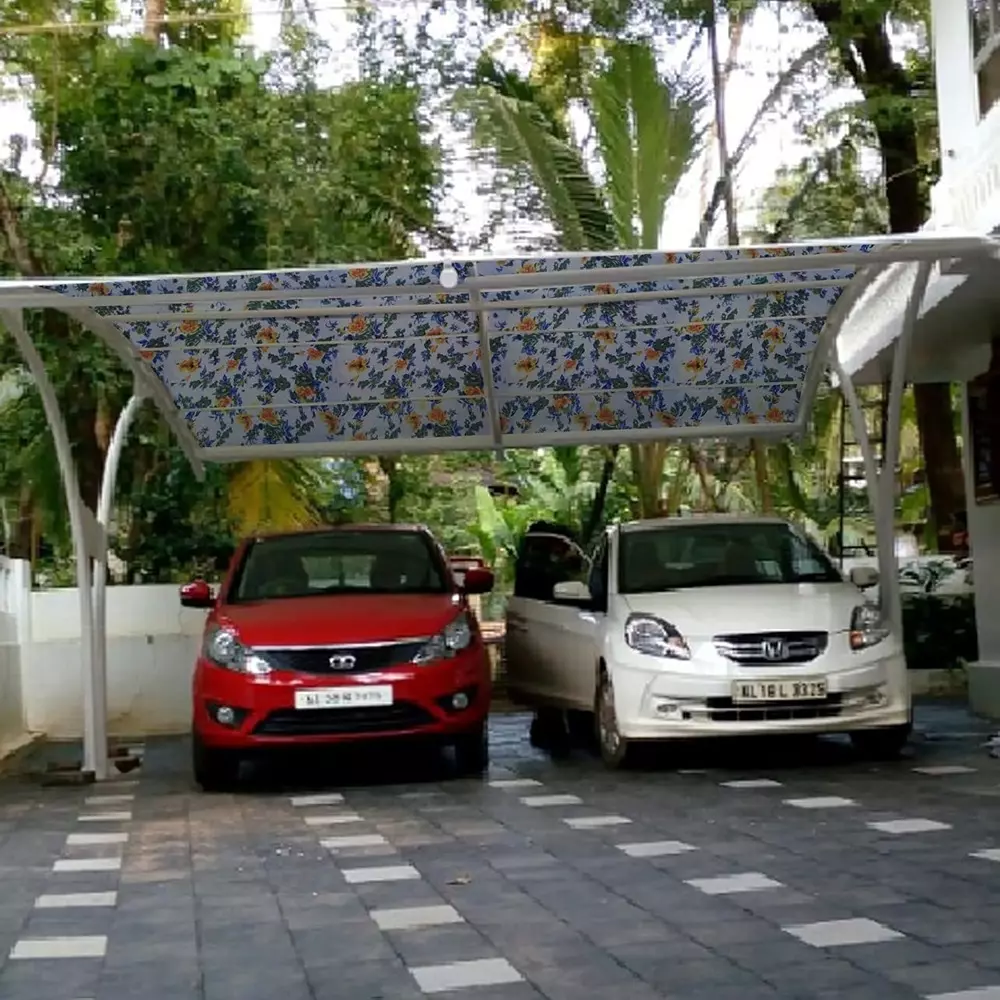 Singhal Polypropylene Gate Covering Sheet 4x15 Feet Blue Flower Printed Design UV Resistant