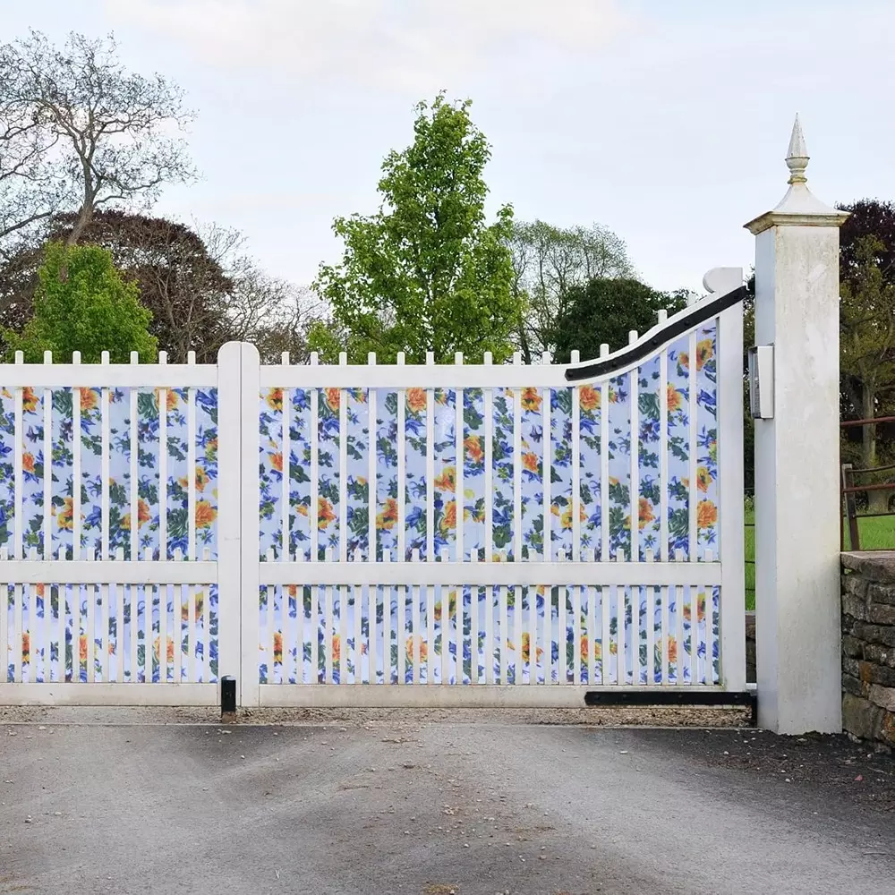 Singhal Polypropylene Gate Covering Sheet 4x50 Feet Blue Flower Printed Design UV Resistant
