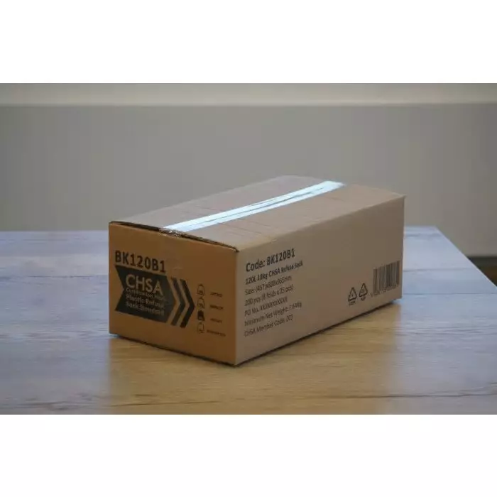 Cromwell Polythene Black Polythene Bin Bag 120L Capacity 200 per Package, BK120B1 (Pack of 200)