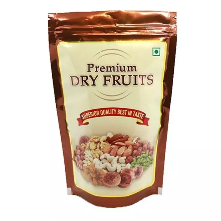 GENERIC Pre-Printed Stand Up Pouch with Zipper & Window 160x250 mm Brown (Pack of 100 Pcs)