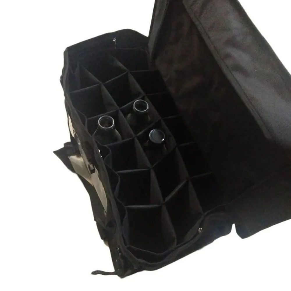 GENERIC 18 Bottles Carry Bag Black Color 400 GSM PVC Coated Fabric Size 24x12x13 inch (609x304x330 mm)