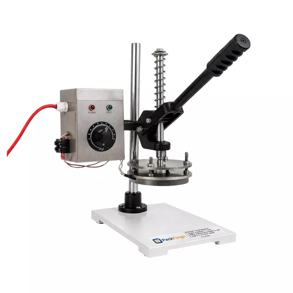 PackForge Heavy Duty Jar & Bottle Foil Sealer Machine with Accessories Hand Operated 5 Inch (125 mm) Sealing Diameter, PFA-JFS-H-05