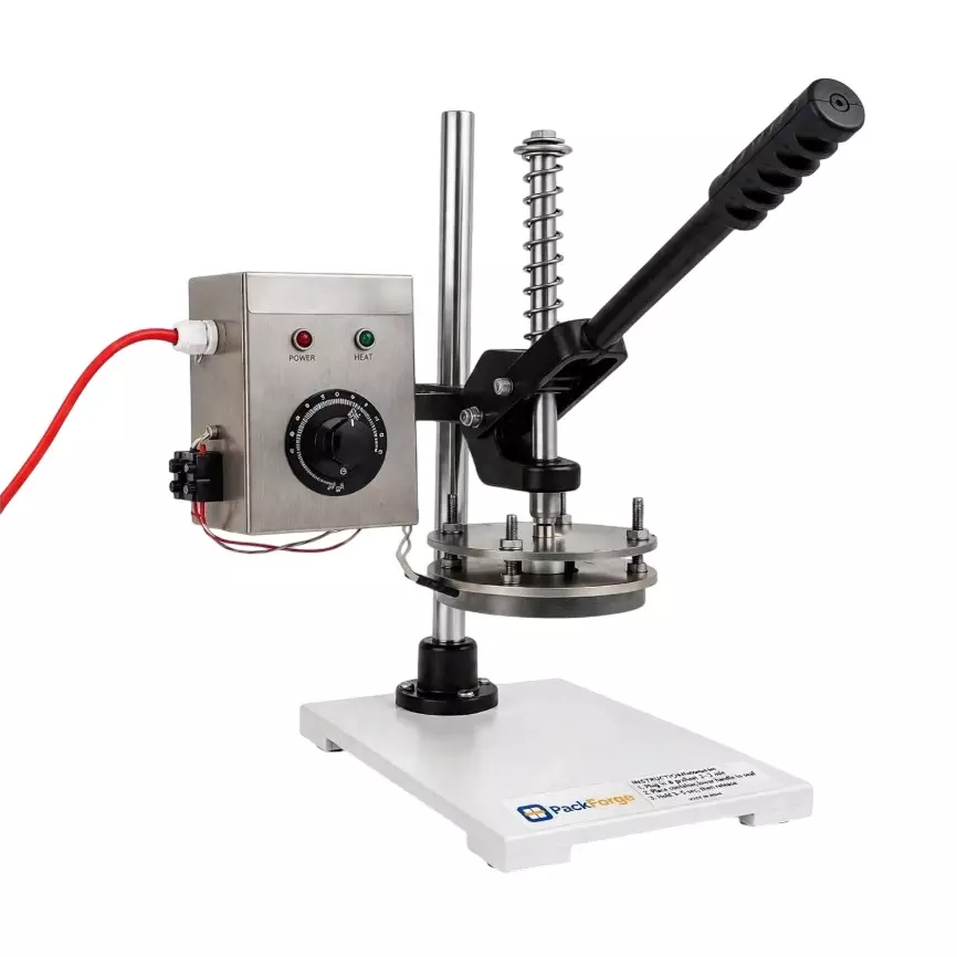 PackForge Jar & Bottle Foil Sealer Machine with Accessories Hand Operated 8 Inch (200 mm) Sealing Diameter, PFA-JFS-B-08