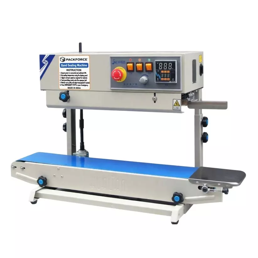 PackForge Continuous Band Sealer Machine with Accessories Horizontal Table Top Mounting 90x42x44 cm Size, PFA-BSH-B-H