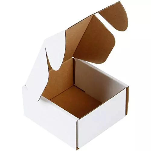 MM WILL CARE Flat Corrugated Sturdy Shipping Box White 3 Ply 6 x 4 x 2 inch Size (Pack of 100)