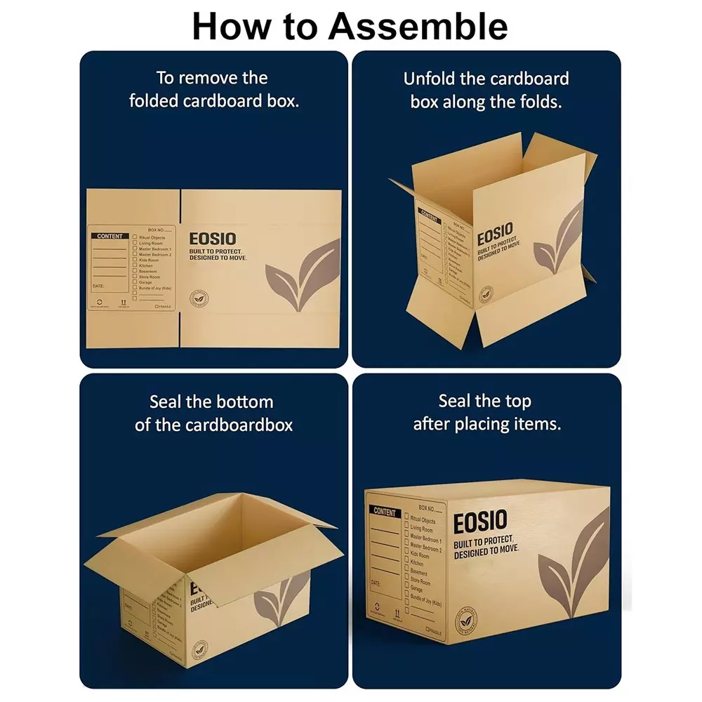 Eosio Corrugated Boxes 5 Ply 26X13X14 inch Size Cardboard Brown (Pack of 4)