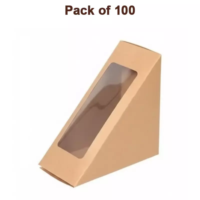 generic-triangle-sandwich-box-brown-with-transparent-window-9x65x18-inch-size-bpa-free-kraft-paper-pack-of-100-pcs