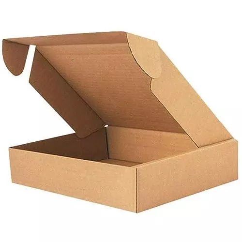 MM WILL CARE E-Fluet Flat Self Locking Corrugated Packaging Box 3 Ply Brown 8 x 8 x 4 inch (Pack of 100)