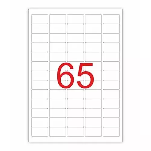 Jia Industries A4 Size 65 Sticker/Sheet Self Adhesive Label/Sticker, 38x21 mm (50 Sheets Pack)