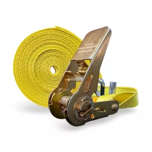 GTCFI Heavy Duty Ratchet Tie Down Strap 1500 Kg Load Capacity 25 mm 5 m Polyester Yellow