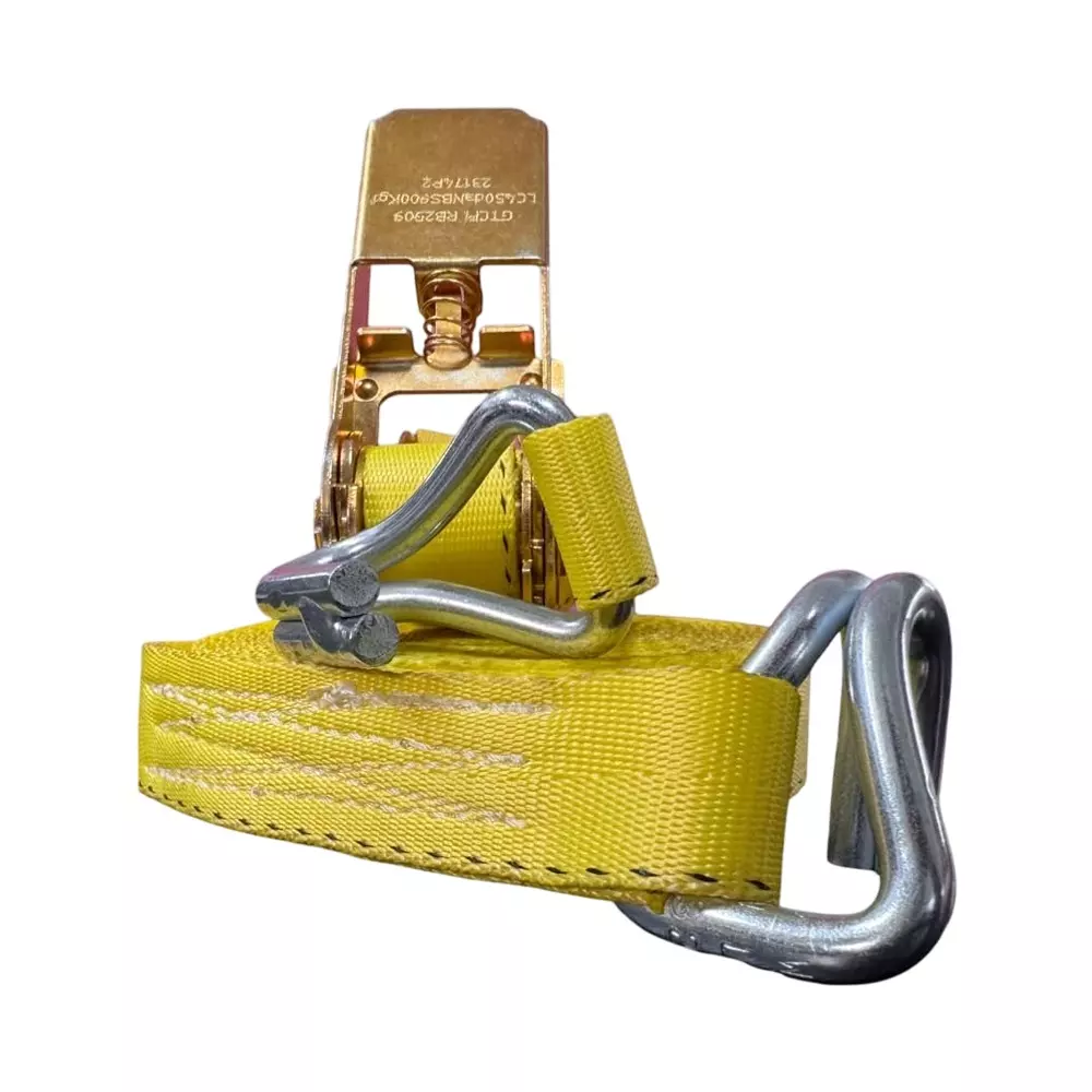 GTCFI Heavy Duty Ratchet Tie Down Strap 1500 Kg Load Capacity 25 mm 7 m Polyester Yellow