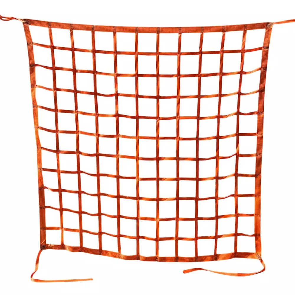 Sicuro Container Cargo Net Orange 8x8 ft (244x244 cm) Size Square Shape Polyester for Industrial Use, (Pack of 5 Pcs)