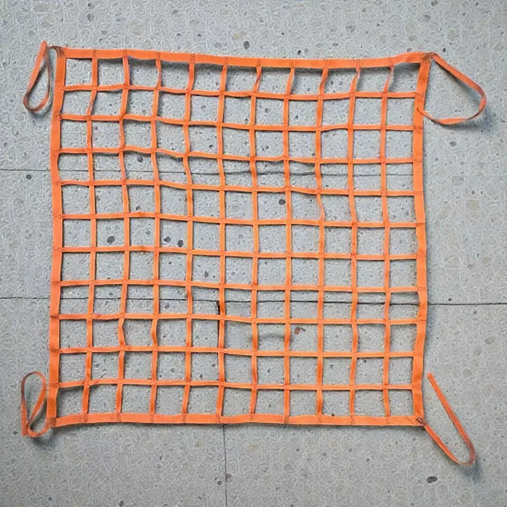 Sicuro Container Cargo Net Orange 8x8 ft (244x244 cm) Size Square Shape Polyester for Industrial Use, (Pack of 20 Pcs)