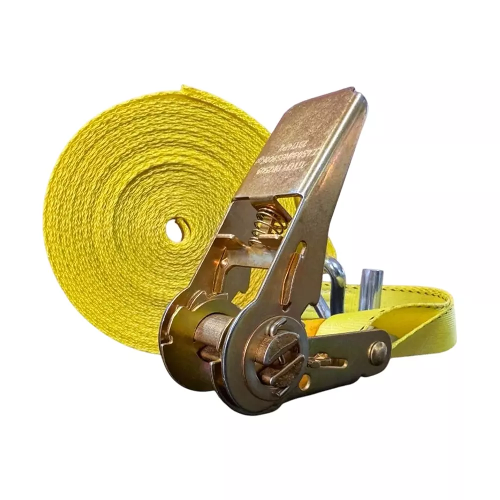 GTCFI Heavy Duty Ratchet Tie Down Strap 1500 Kg Load Capacity 25 mm 8 m Polyester Yellow
