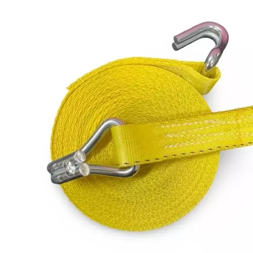 GTCFI Heavy Duty Ratchet Tie Down Strap 1500 Kg Load Capacity 25 mm 8 m Polyester Yellow