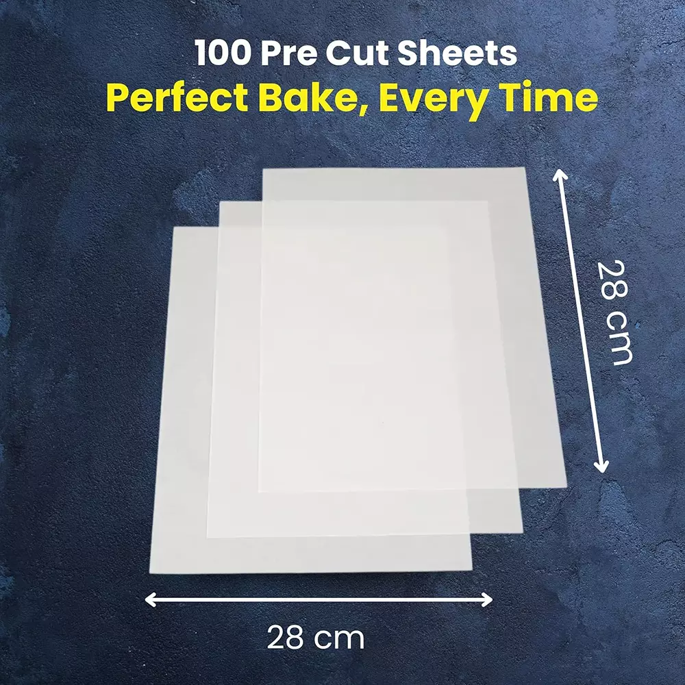 WRAP n PAK Baking Paper 4 Times Reusable Pre Cut 100 Sheets 11x11 Inch (27.94x27.94 cm) Heat Resistance Up To 230°C, (Pack of 20 Pcs)