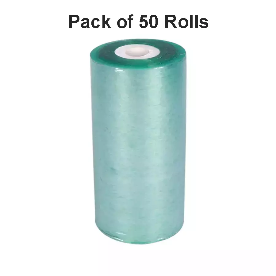 Singhal Stretchable Packing Material Wrap Roll 3 inchx100 m, Transparent Green (Pack of 50 Rolls)