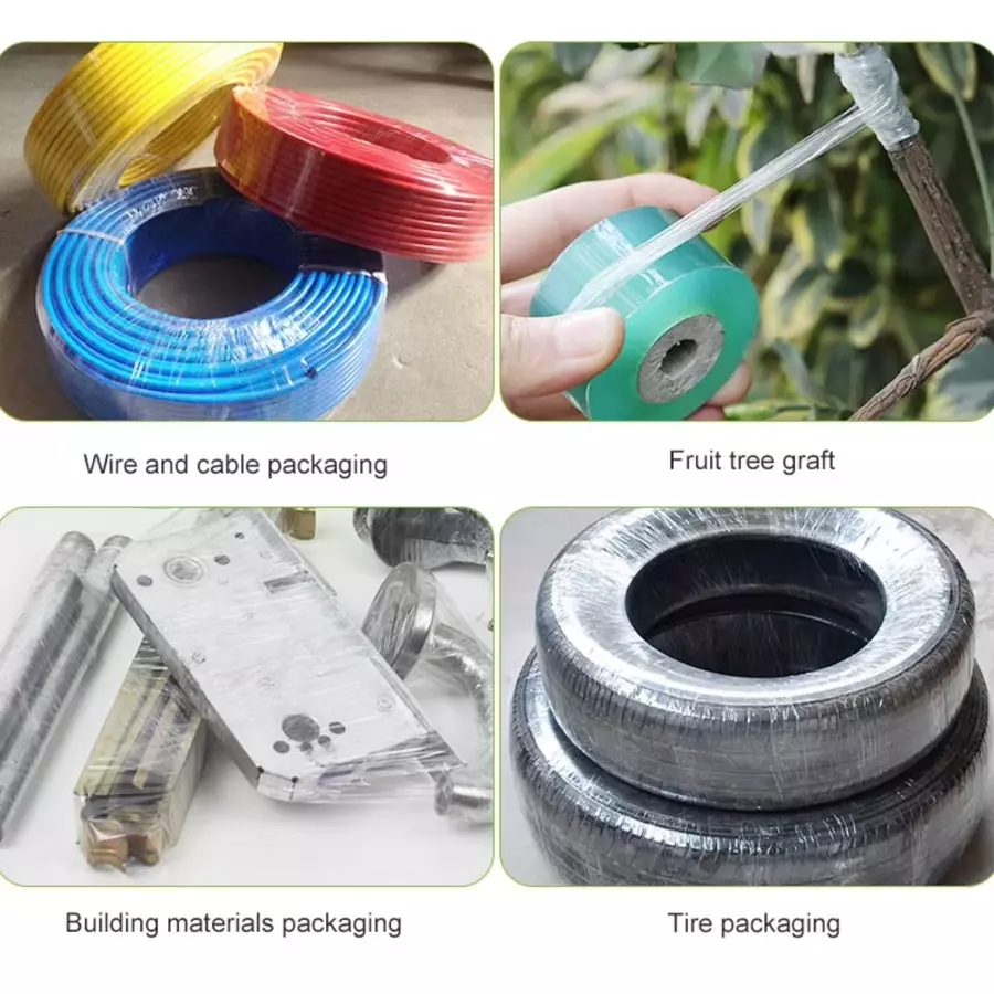 Singhal Stretchable Packing Material Wrap Roll 3 inchx100 m, Transparent Yellow (Pack of 2 Rolls)