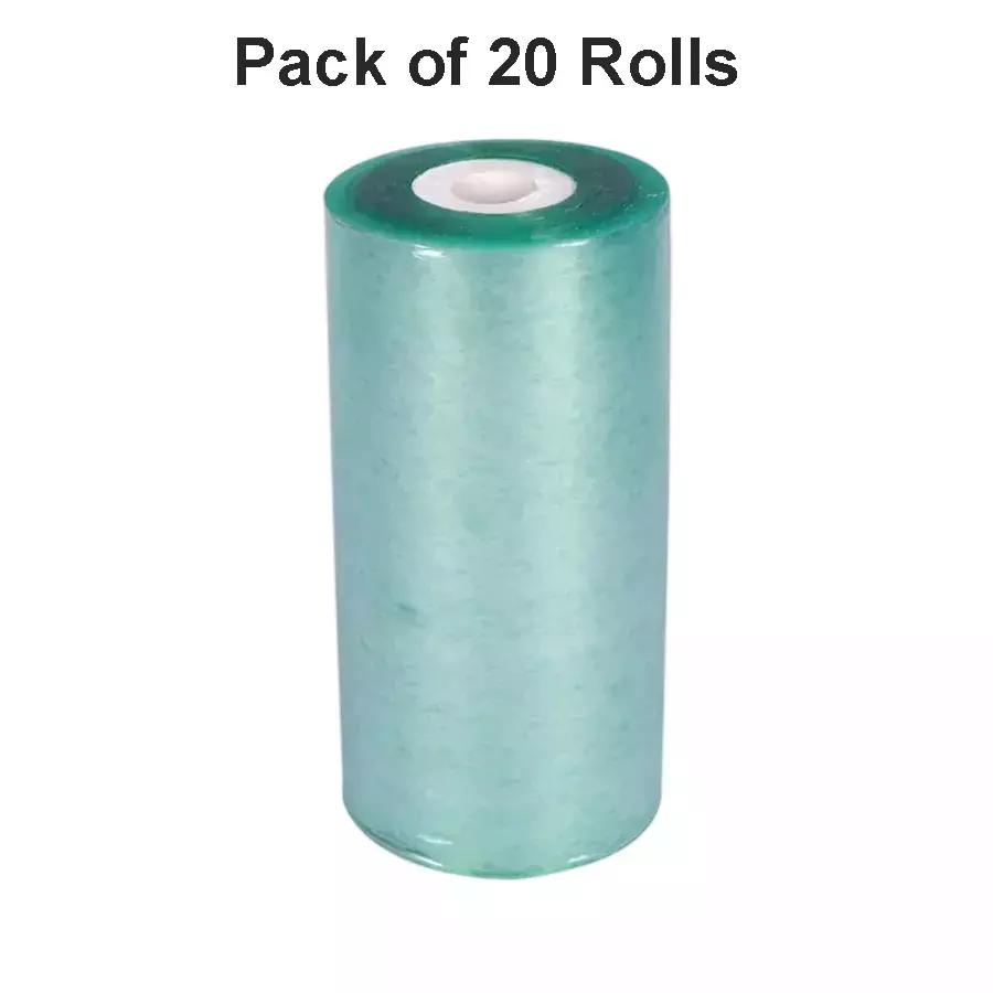 Singhal Stretchable Packing Material Wrap Roll 3 inchx100 m, Transparent Green (Pack of 20 Rolls)
