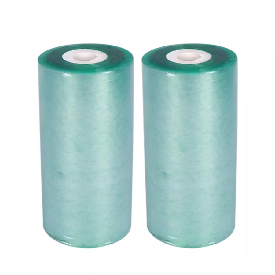 Singhal Stretchable Packing Material Wrap Roll 3 inchx100 m, Transparent Green (Pack of 2 Rolls)