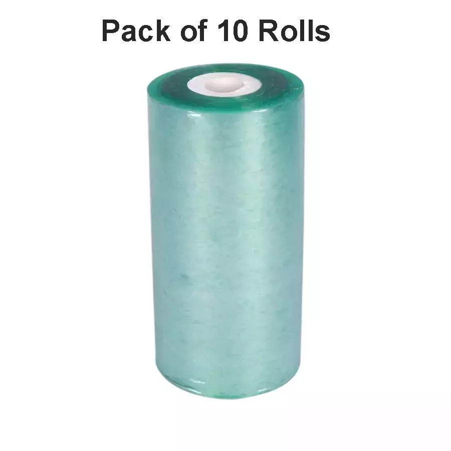 Singhal Stretchable Packing Material Wrap Roll 3 inchx100 m, Transparent Green (Pack of 10 Rolls)
