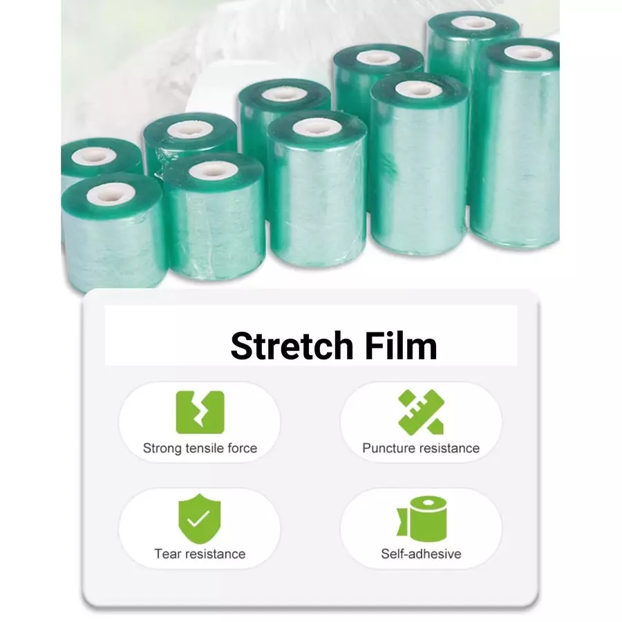 Singhal Stretchable Packing Material Wrap Roll 3 inchx100 m, Transparent Yellow (Pack of 5 Rolls)