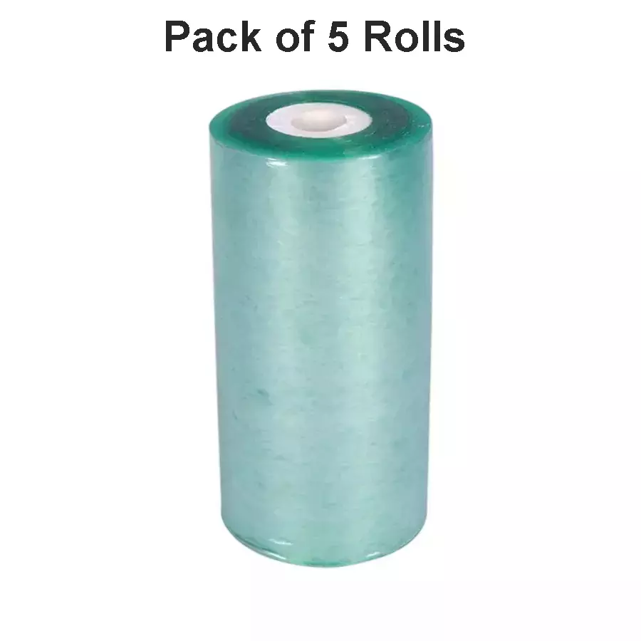 Singhal Stretchable Packing Material Wrap Roll 3 inchx100 m, Transparent Green (Pack of 5 Rolls)