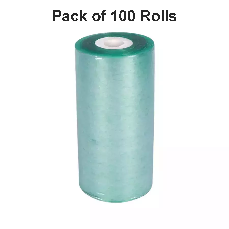 Singhal Stretchable Packing Material Wrap Roll 3 inchx100 m, Transparent Green (Pack of 100 Rolls)