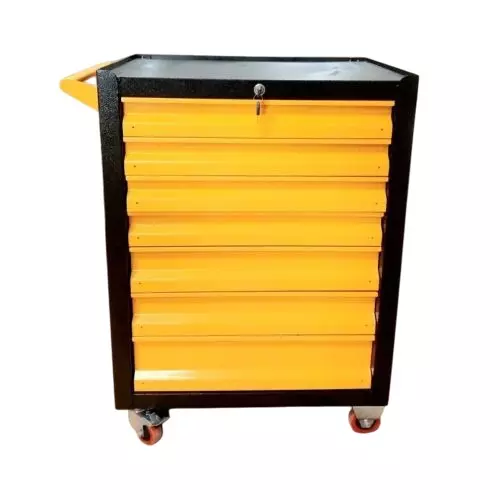 Rimsha 7-Drawer Tool Cabinet with Central Locking & Telescopic Slides 4 Inch (10.16 cm) Wheel Size 650x450x850 mm Mild Steel for Industrial Use