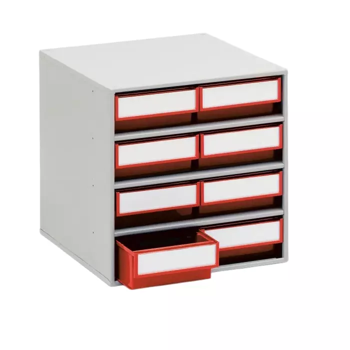 Treston 8 Drawer Storage Unit Plastic 395 x400 x400 mm Red, 0840-5