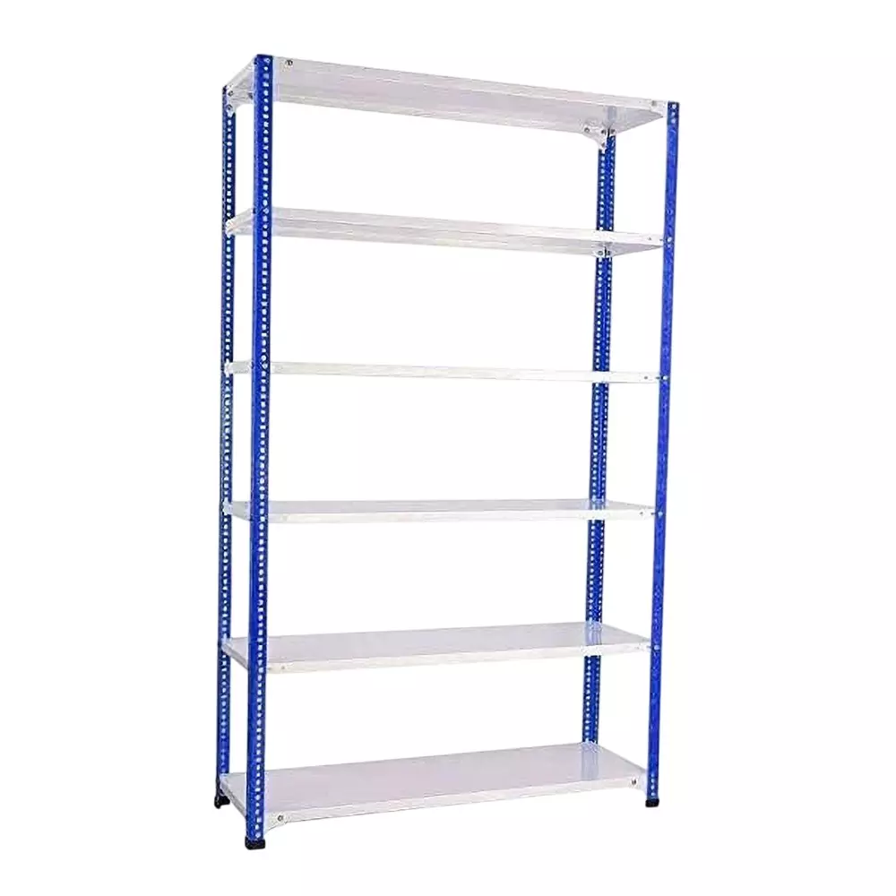 Spacious Metal Kitchen Cabinet Blue and Ivory Color 6 Shelves