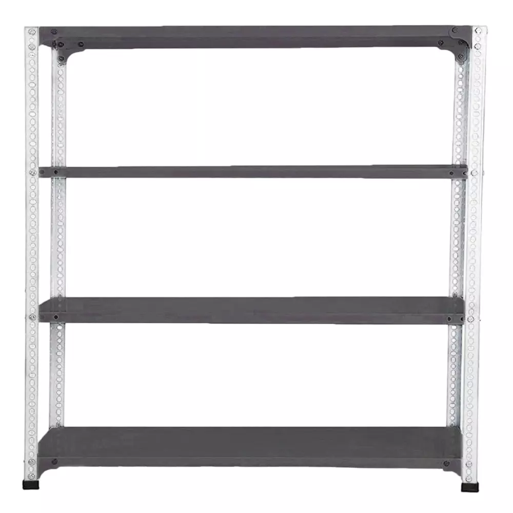 Spacious Metal Kitchen Cabinet White and Grey 4 Shelves 58x36x12 inch Size